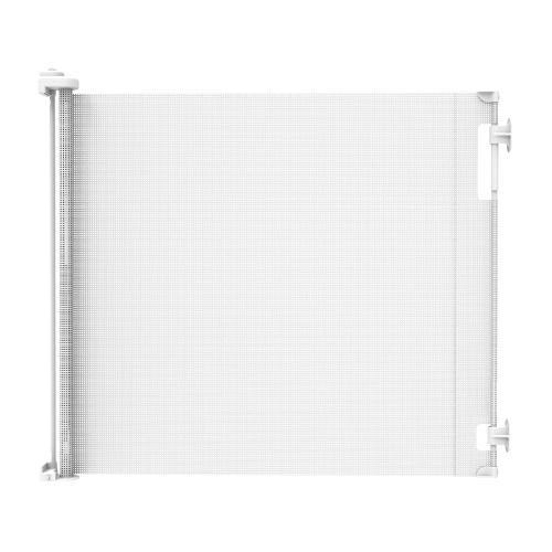 Retractable Baby Gate Perma Child Safety 41 Tall x 71” Wide, Mesh, for Stairs, Doorways, Dogs, Pets, Indoor, Outdoor, One-Handed Operation, Locking, Easy Install, Hardware Mount, White