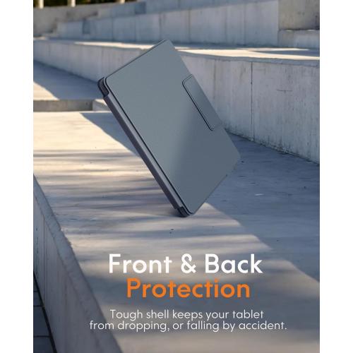 CHESONA Rugged Keyboard Case for iPad 9th 2022/8th/7th Generation, Magnetic Detachable Case, Premium Trackpad, 15°-180° Adjustable Stand, Portrait/Landscape Backlit Keyboard for iPad 10.2-inch, Gray
