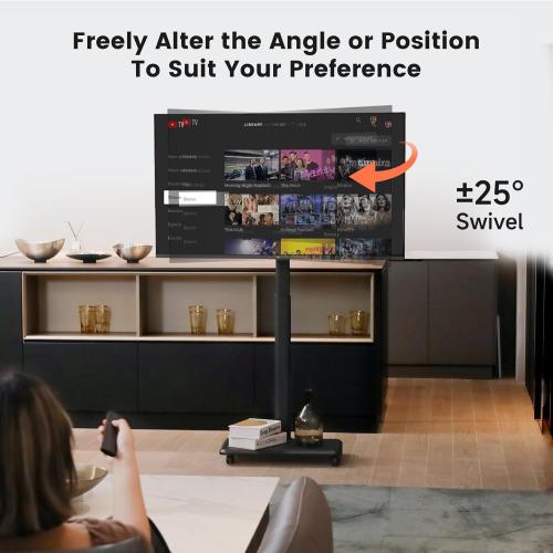 Mobile TV Cart Rolling TV Stand for 26-70 inch Screens, Mobile TV Cart Holds up to 88lbs, 25° Swivel with 6 Levels of Height Adjustment for Optimal Viewing, TV Stands for Office,Room, Outdoor,Corner
