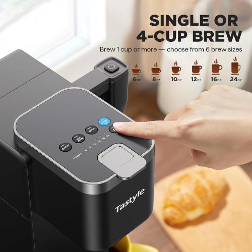 Tastyle Single Serve Coffee Maker with Built-in Detachable Milk Frother