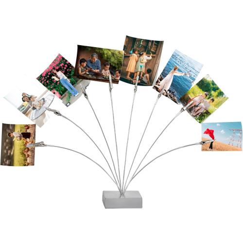 Maptipjoy Photo Tree Holder Clip Cube Base,8 - Branch Money Trees Gift Card Holder with Clips,Picture Holder Stand for Christmas Wedding Greeting Birthday Party Gift Silver
