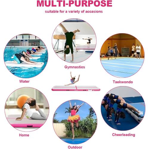 FBSPORT Inflatable Air Gymnastics Mat Training Mats 4/8 inches Thickness Gymnastics Tracks for Home Use/Training/Cheerleading/Yoga/Water with Pump