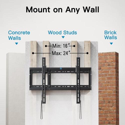 Pipishell Tilt TV Wall Mount Bracket Low Profile for Most 37-90 Inch LED LCD OLED Plasma Flat Curved TVs, Large Tilting Mount Fits 16-24 Wood Studs Max VESA 600x400mm Holds up to 132lbs