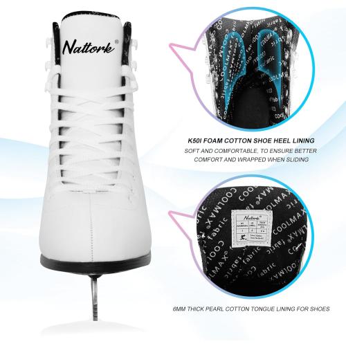 Nattork Figure Skates Excellence Stainless Steel Blades Ice Figure Skating with Enhanced Support Strength Performance and Ultimate Comfort for Youth and Adult