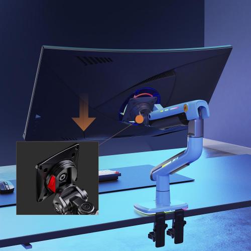 NB Gaming Monitor Arm or for 32 to 60 Inches Screen, Load up to 20 kg, VESA 75/100, RGB-Light, Heavy Duty, Multi Angle Adjustable, Premium Aluminum, Blue