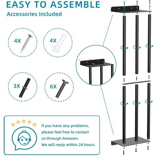 Susswiff Towel Racks for Bathroom 31 Inch - Wall Mounted, Solid 2 Metal Shelves and 3 Vertical Bars, Can Holds 6 Large Rolled Bath Towels - for Modern Decor Bathroom Towel Storage (Matte Black)