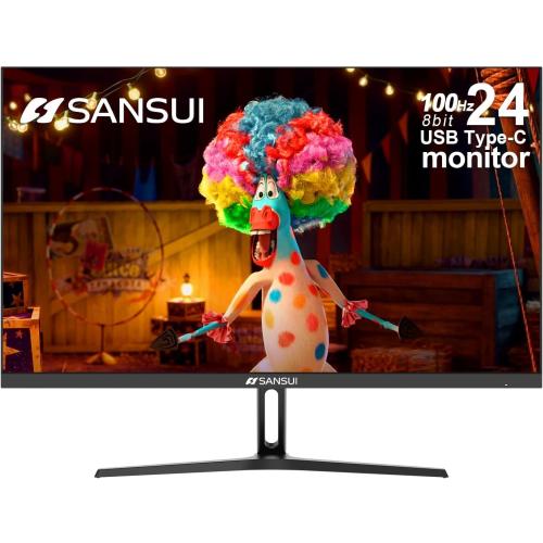 SANSUI Monitor 24 inch 100Hz USB Type-C Computer Monitor丨FHD 1080P PC Monitor丨HDMI丨FreeSync丨HDR丨Earphone Jack丨 Ergonomic Tilt for Home and Office
