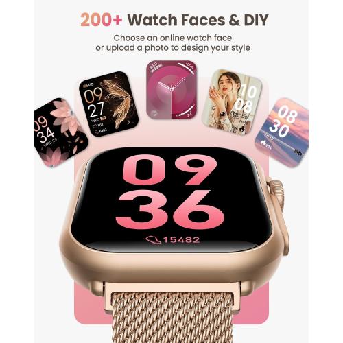Smart Watch for Women Men Fitness: Smart Watch for iPhone&Android Bluetooth Call with SpO2 Sleep Heart Rate Monitor,IP68,Fitness Tracker with 120 Sport,Reloj Inteligente 30 Day Battery Life, 2 Bands