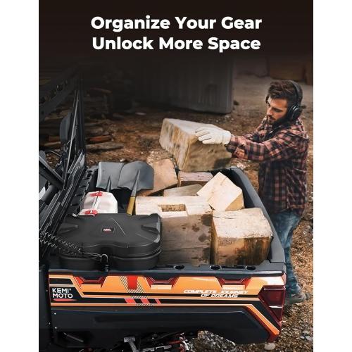 KEMIMOTO UTV Bed Storage Box 5.5GAL Compatible with Polaris Ranger 1000/XP 900 570 500 General 1000 4 2016 2017 2018 2019 2020 2021 2022 2023 2024 2025 2026, Low-Density Polyethylene Cargo Storage Box