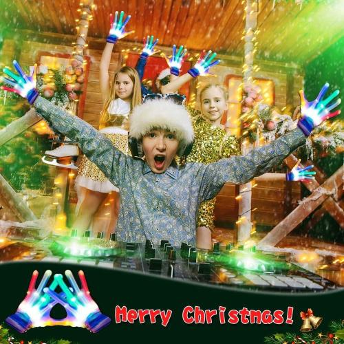 LED Gloves for Kids, Teens & Adults - Finger Light Gloves with 5 Colors/6 Modes - Perfect for 9-12 Year Old Boys & Girls - Ideal for Halloween & Christmas Parties