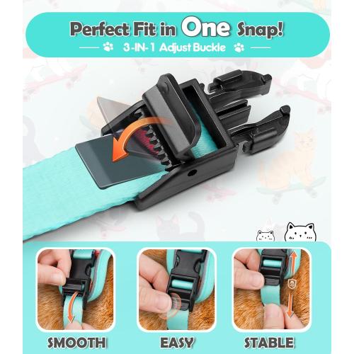 Halypet Cat Harness and Leash Set[MAX Safety 4th-Gen] Cute Escape Proof Vest Harness for Girl&Boy Cat Walking, Comfortable Adjustable Leash and Reflective Strips for Outdoor Kitten, S Purrfect Green