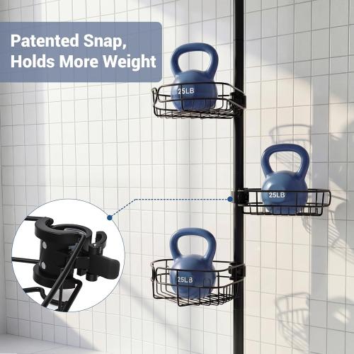Corner Shower Caddy Standing, 4-Tier Sturdy Rust-Resistant Shower Corner Shelf Organizer, Shower Organizer Corner Universal Fit for Any Bathroom Height
