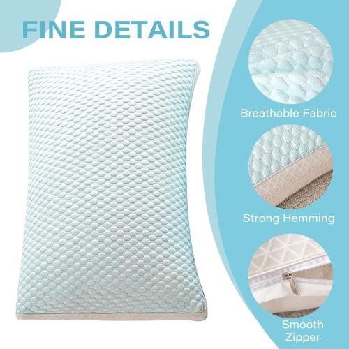 Cooling Pillow, 29x19 Inch Elastic Bed Pillows with Down Filling, Breathable Side Sleeper Pillow with Massage Particles, Washable Pillow for Stomach Sleeper, Light Blue, Bed Pillows (2)
