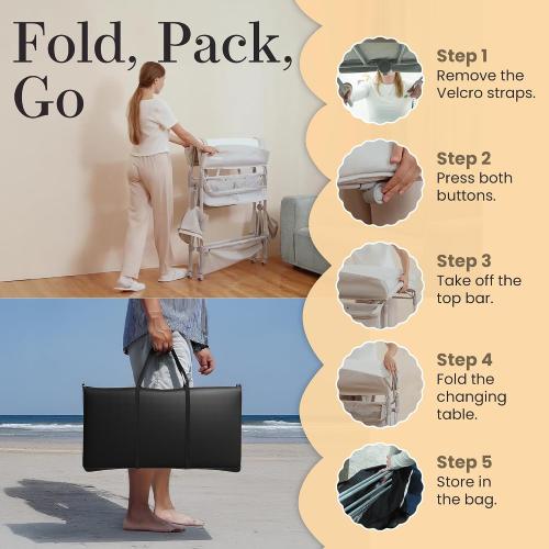 Portable Changing Table for Baby - Foldable Changing Table, Baby Diaper Changing Station with Baby Changing Station Toy Holder, Diaper Changing Table Bag - Portable Baby Changing Table with Wheels