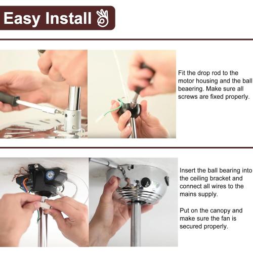 36 Inch Ceiling Fan Downrod, 1 Diameter Matte Black Ceiling Fan Extension Rod (No Threads),Universal Down Rods for Ceiling Fans,Easy Installation