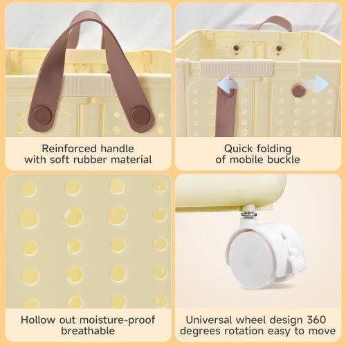 Cream Yellow Medium HLZQPFJWcollapsible laundry baskets,laundry basket with wheels,laundry hamper with wheels,dorm laundry hamper,childlaundry basket plastic (Cream yellow, Medium)