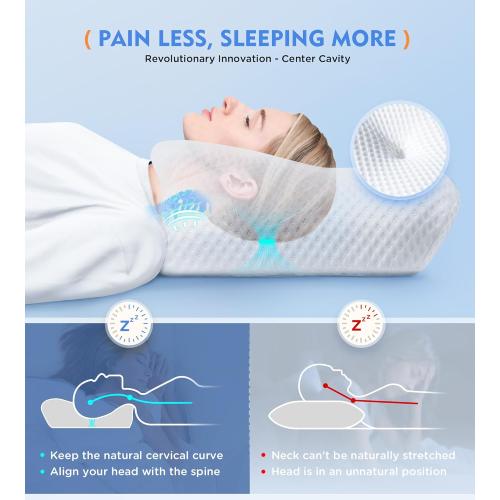 Osteo Cervical Pillow for Neck Pain Relief, Hollow Design Odorless Memory Foam Pillows with Cooling Case, Adjustable Orthopedic Bed Pillow for Sleeping, Support for Side Back Sleepers