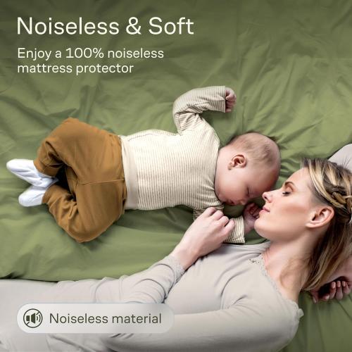 100% Waterproof k Mattress Protector - 360 Pad Protection Against Spills, Stains & Accidents for Parents & Pet Owners - Noiseless & Cooling Viscose Made from Bamboo (White)