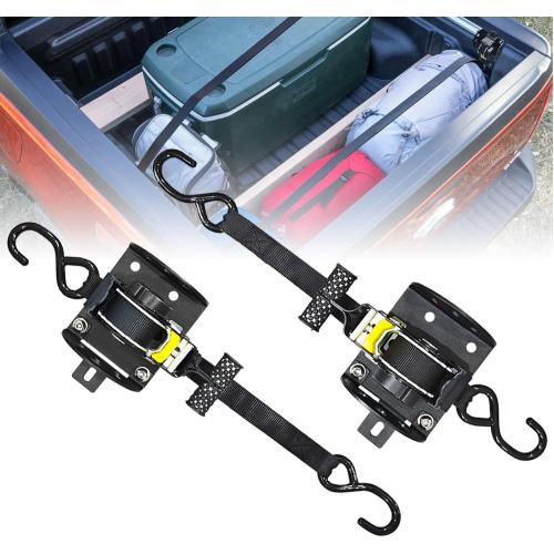 Retractable Ratchet Straps Compatible with 2022-2025 Ford Maverick, 2PCS Retractable Tie Down Straps, Auto Retract Securing Strap Tie Down System