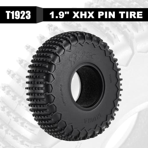 INJORA 1.9 XHX Pin Tires - S5 122 * 36mm Wheel Tires for SCX10 TRX4 1/10 RC Crawler Car Upgrade