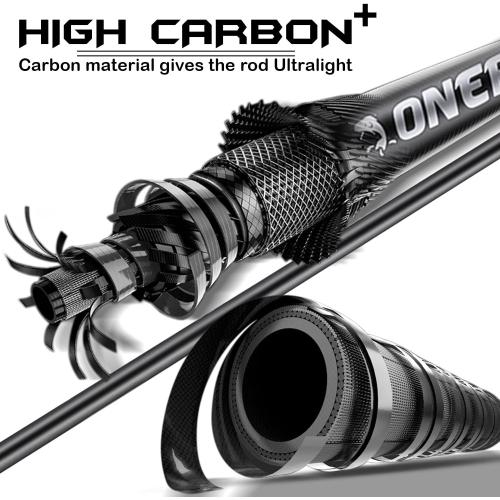 One Bass Fishing Rod and Reel Combo, Medium Fast Baitcasting Combo, 24-Ton Carbon Fiber 2 Pieces Fishing Poles with Baitcaster Reel Super Polymer Handle