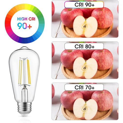 LED Edison Light Bulbs, 12Pcs Vintage 6 Watt, Equivalent 60W Incandescent Light Bulbs, E26 Medium Base Dimmable Decorative Antique Filament Light Bulbs with 90  CRI, Cool White 4000K