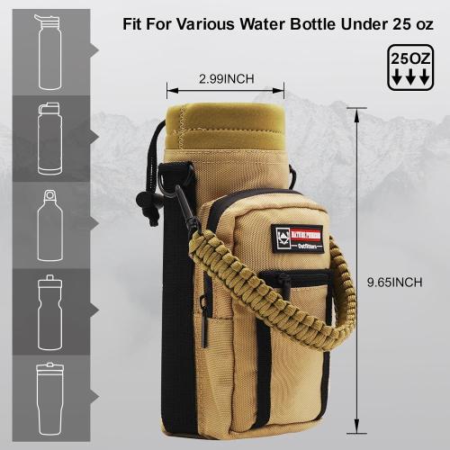 NATURE PIONEOR Water Bottle Holder with Strap 25 32 40 64 oz Insulated Water Bottle Carrier Sling Sleeve for Hiking,Outdoor Camping,Gym