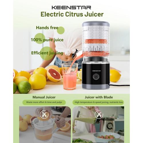 Electric Citrus Juicer, Automatic Orange Juicer Squeezer with Power Cord, Portable Juicer with Cleaning Brush for Lemon, Grapefruit, High Juice Yield, One Touch Operation, Easy to Clean