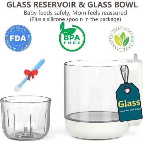 Baby Food Maker Glass 12oz Steamer and Blender Glass Reservoir & Bowl 9 in 1 Baby Puree Maker with Stainless Steel Blades Dishwasher Safe Food Blender, Timer, Recipe