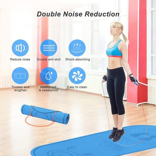Blue Jump Rope Mat 71/63x24 Larger Non-Slip Indoor Outdoor Exercise Fitness Mat, High-Density Workout Shock Absorption for Home Gym Flooring Concrete Jumping Rope