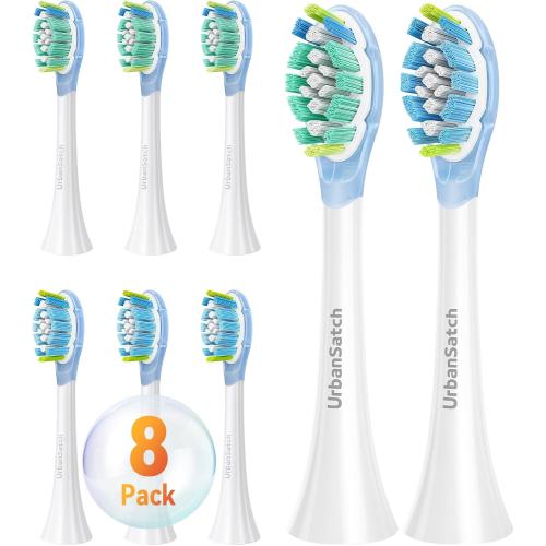 8 Pack Sensitive Gum Care Replacement Toothbrush Heads, Compatible with Click-on Sonic Electric Toothbrush Handles, Gentle Gel Cushion, Soft Bristles, Advanced Plaque Removal