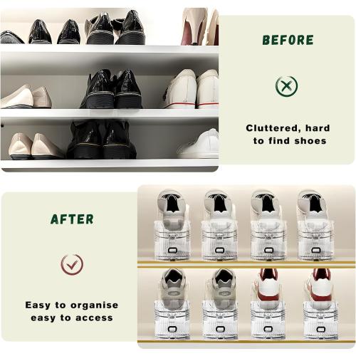 FENRUNXU Shoe Slots Organizer for Closet,8 Pack Shoe Stacker Shoe Rack Organizer for Closet Space Saver Storage Shoe Holder Organization(Transparent)