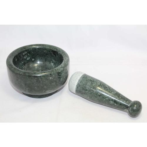 Mortar Pestle Marble Set Grinder Herb Spice Stone Natural Green Pill Crusher HD5