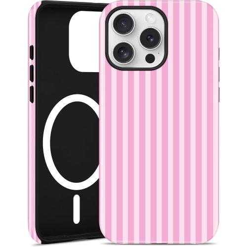 Jusy Magnetic Striped Phone Case for iPhone 16 Plus,Dark Pink