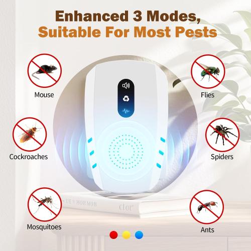 2026 Upgraded Ultrasonic Indoor Pest Repeller, 3-Mode Mouse Traps, 6 Pack