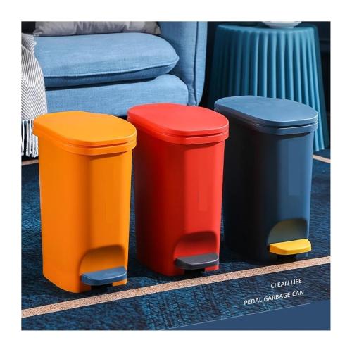 Trash Can Foot Pedal Garbage Cans Bin Dustbin Storage Buckets with Cover Plastic,Compatible for Home Bathroom Cleaning Tools(Orange)