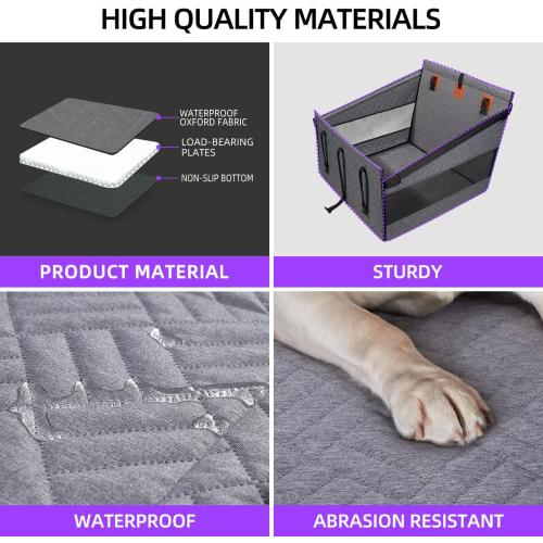 Large Dog Car Seat,Back Seat Extender for Dogs,Waterproof Medium Dog Seat Cover for Backseat, Pet Bed for Car Hammock(Grey-L)