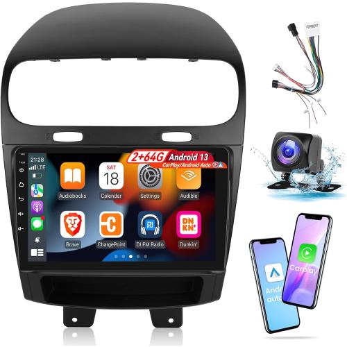[2G 64G] Car Radio for Dodge Journey 2011-2019 and for Fiat Freemont 2012-2014, 9 inch Touch Screen Android Stereo, HiFi Audio/Carplay/Android Auto/SWC/Bluetooth/WiFi
