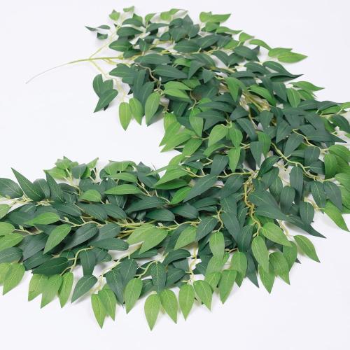 mizii Artificial Vines Garland 3.5 Feet Faux Italian Ruscus Vine Greenery Garland Silk Green Leaves Decoration Fake Plants Greenery for Table Centerpieces Home Room Wall Wedding Arch Decor (3.5 feet)
