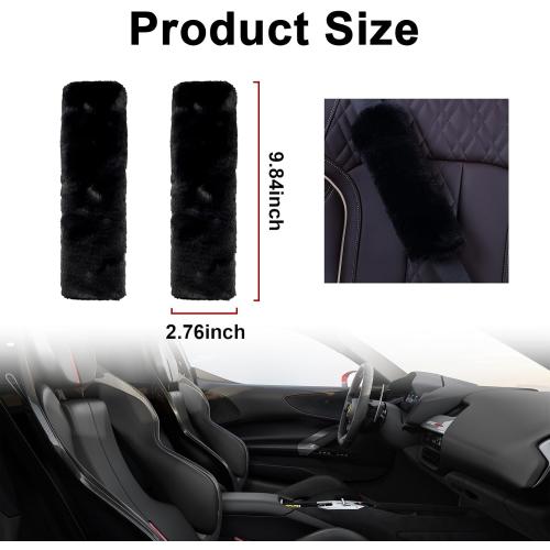 Ziciner 2 Packs Car Seatbelt Covers Shoulder Pad, Universal Soft Faux Sheepskin Shoulder Cover for Comfortable Driving, Fluffy Seat Belt Protector Help to Protect Your Neck and Shoulder (Black)