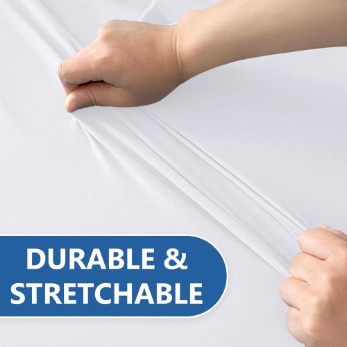 Fitted Tablecloth for 6 Foot Rectangle Tables-6 Pack White Elastic Outdoor Picnic Table Cover-Spandex Stretch Folding Table Cloths 6 ft for Camping Dining Room Patio Kitchen Banquet Party