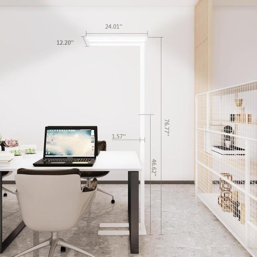 STERREN 76 Led Floor Lamp, 105W White Modern Free-Standing Lamp,11100LM Dimmable Eye-Care Tall Reading Lamp for Reading Study Room,Office,Meeting Room,4000K Natural Daylight