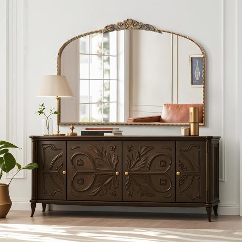 Micasso Large Vintage Gold Mirror: 48x33 Baroque Antique Wall Mirror | Traditional Ornate French Decorative Arched Mirror for Bedroom/Bathroom/Fireplace/Entryway/Hallway/Living Room/Dining Room