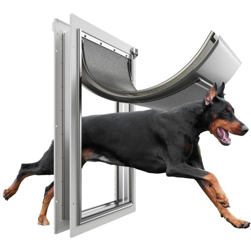 Extra Large Dog Door for Exterior Door, Up to 220 lbs, Doggy Door with 3 Flaps Opening 13.4 x 23.1, Aluminum Frame, Metal Closing Panel and Lock, XL Dog Door for Exterior Doors