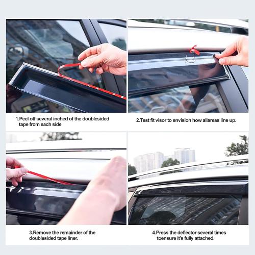Tape-On Rain Guards Window Visor Compatible with 2019-2024 Chevy Silverado 1500 & GMC Sierra 1500 Crew Cab Pickup Truck Window Vent Deflector Visors 4 Pcs