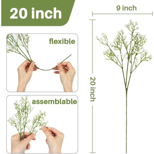 Sukh 10PCS Baby Breath Artificial Flowers Fake Babys Breath Gypsophila Flowers Bulk Realistic Artificial Flowers Bouquet Flores Artificiales para Decoracion for Wedding Party Home Decoration