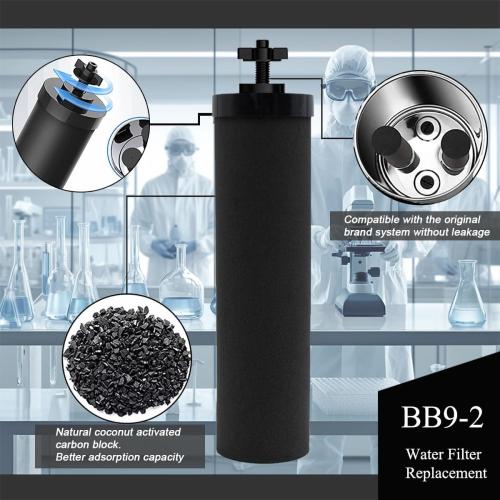 BB9-2 water filter replacement for Berkey water Purification system. NSF Certified carbon filter for berkey water filter replacement,for big berkey water gravity filter，2 Pack