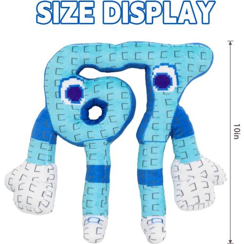 67 Plush Toy 10 Inches Soft Stuffed Number Character Inspired by Steal A Brainrot – Cute Blue Pixel-Style Plushie for Kids and Collectors (A-Number-67)