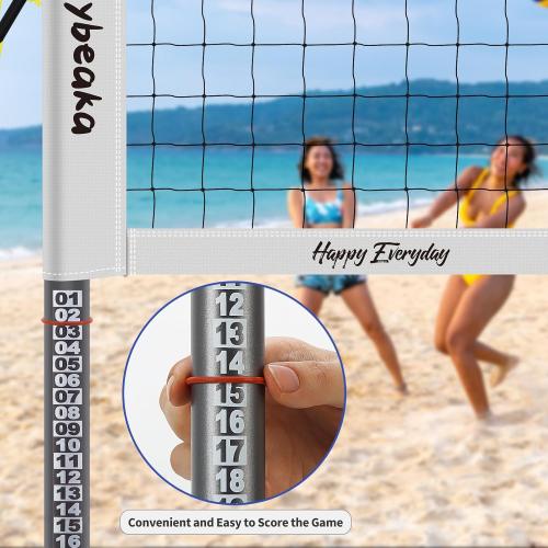 Outdoor Professional Volleyball Net Set for Backyard Beach with Adjustable Heavy Duty Poles, Durable Net, PU Volleyball & Pump, Carry Bag