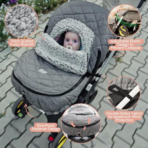 ACRABROS Car Seat Cover Baby: Winter Infant Carseat Canopy for Boy Girl Newborn, Zipper Peeping Window, Warm Cozy Cold Weather Waterproof Fitted, Heather Grey